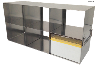 Side access rack for 133x 133x 100mm cryoboxes 